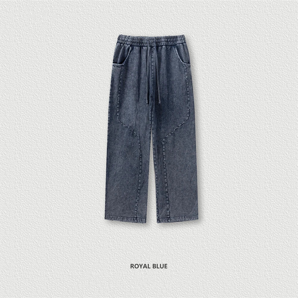 ZODF Retro 2024 Spring Men Washed Cotton Straight Pants Unisex Casual 330gsm Distressed Loose Trousers Brand Clothes HY0830