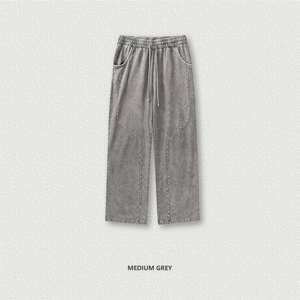 ZODF Retro 2024 Spring Men Washed Cotton Straight Pants Unisex Casual 330gsm Distressed Loose Trousers Brand Clothes HY0830